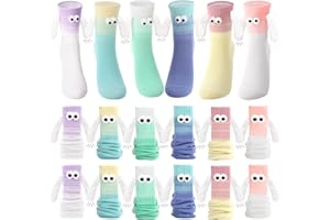 6 Pairs Funny Holding Hands Socks Magnetic Socks for Women Men, Novelty Sock Cute Fun Sock for Friends Teens Birthday