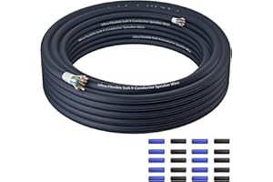 Mygatti 9 Conductor Speaker Wire 25 FT, 18 Gauge CCA Stranded Cable, 18AWG 4-Channel Speaker Wire and Remote Wire for Car Audio Systems, Ultra-Flex and Easy Peel Jacket, Blue
