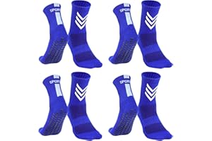 Barrlves 2/4 Pairs Kids Youth Soccer Socks Grip Non Slip Football Baseball Soccer Socks for Boys Girls 6-12 Years Old