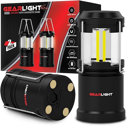 GearLight 2 Pack LED Lantern with Magnetic Base