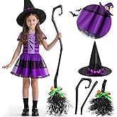 PEADUCK Kids Witch Costume for Girls, Halloween Costumes Dress Up Role Play Set