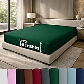 DAN RIVER 100% Cotton Jersey Fitted Sheet, Twin, Huntergreen, 16 Inch Deep Pockets, Ultra Soft & Breathable, Stretchy Knit Fabric, Fitted Bed Sheet for Queen Mattress