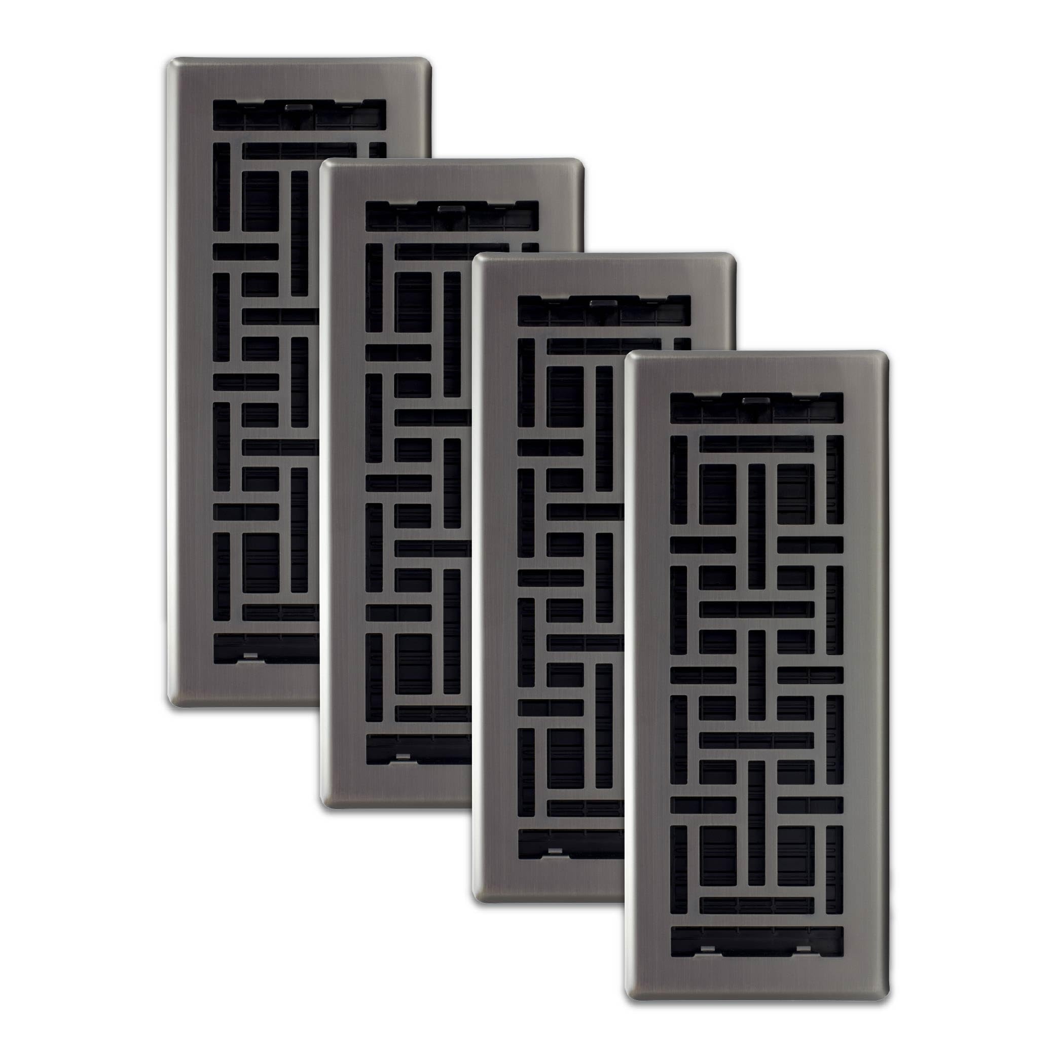 Photo 1 of Decor Grates (4-Pack) AJH412-GM Oriental Floor Register, 4x12 Inches, Gun Metal Finish