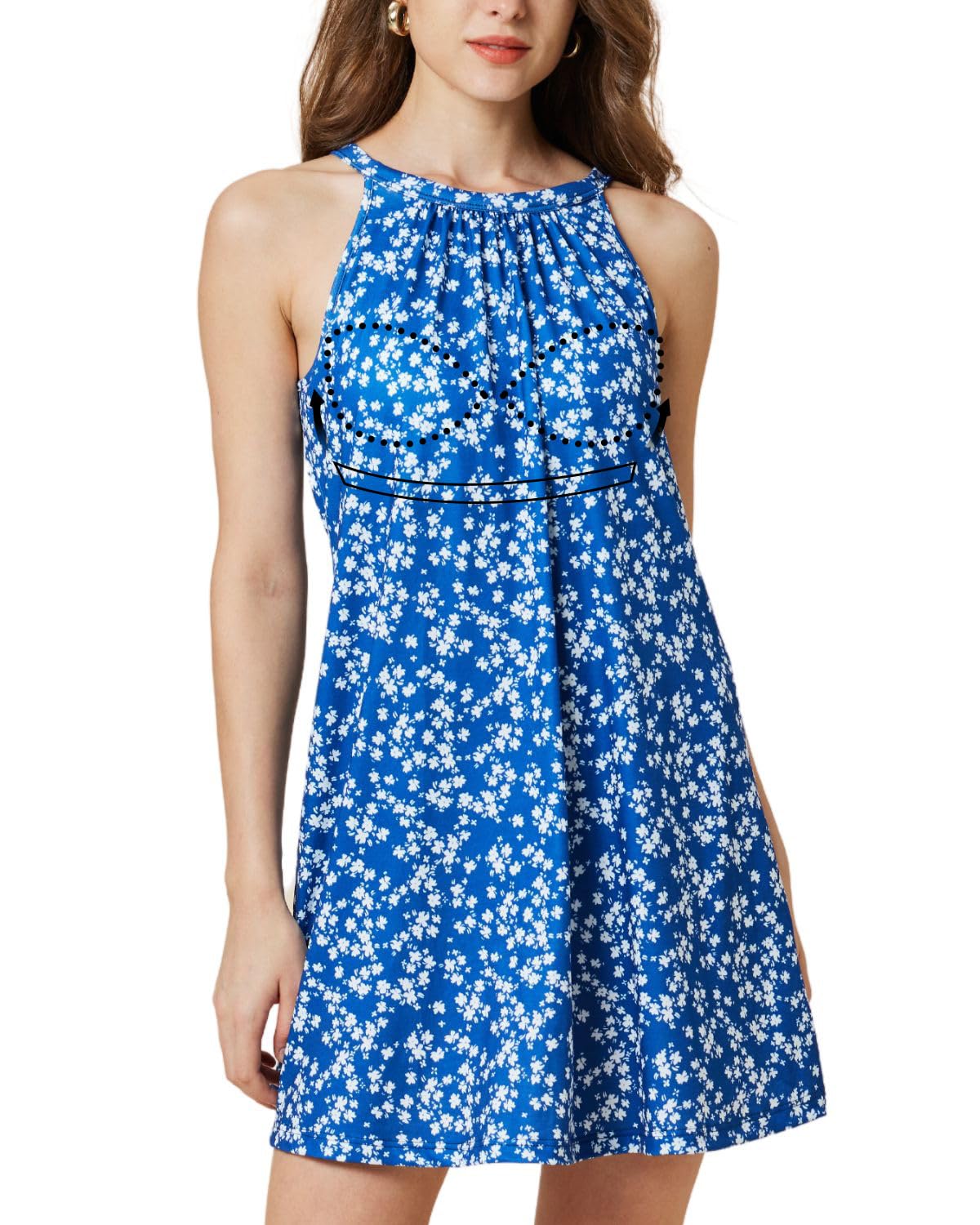 ANYFITTING Womens Summer Dresses 2026 Casual Flowy Cruise Resort Sun Dress Halter Blue Sundress Image