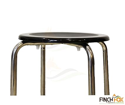 Finch Fox Glossy Fiber Stool with Heavy 1-inch Stainless Steel Pipe, Anti Skid Buffer (Brown)