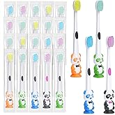 Akulgaci 100 Pack Kids Toothbrush Bulk Soft Bristles Toddler Toothbrush with Suction Cup, Lovely Includes Travel Covers, Individually Wrapped Toothbrushes for Kid Home School Daycare Camp (Panda)