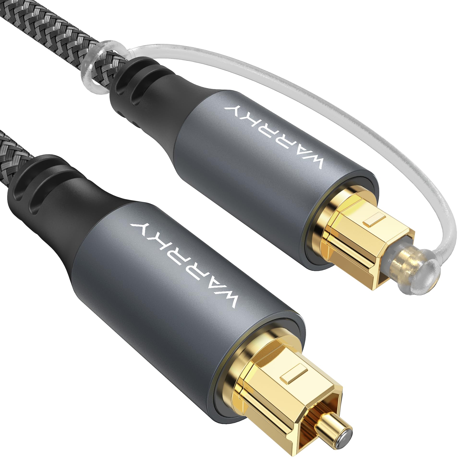 WARRKY Optical Cable for Soundbar to TV, Optical Cable, 1.8M / 6FT [Alloy Case, Nylon Braided, 24K Gold-Plated] Digital Optical Audio Cable Toslink, Compatible with Samsung, LG, Sony, Xbox etc.