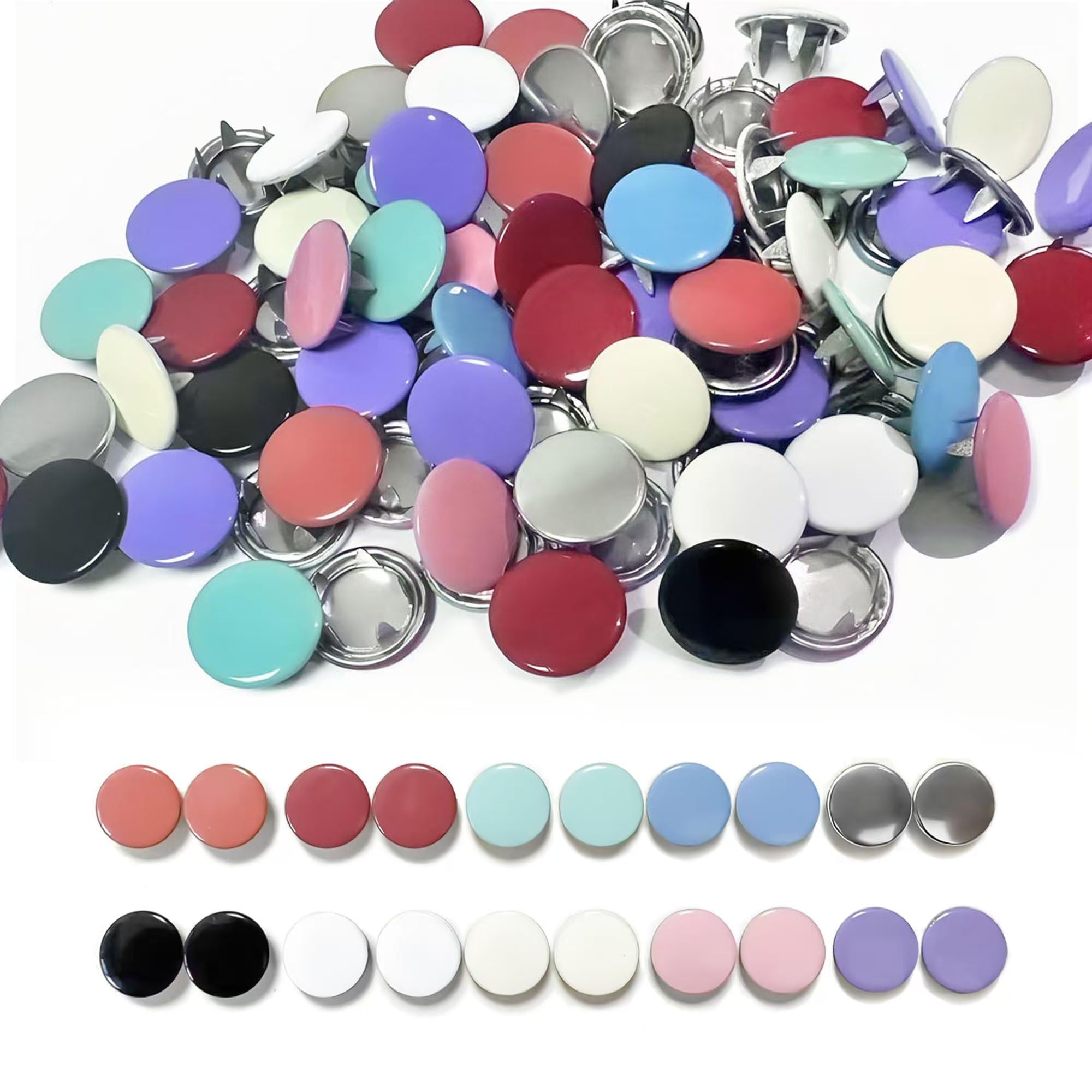 Photo 1 of 100 Sets Metal Snap Buttons, 10 Colors Solid Sewing Snaps for Fabric,Prong Snap Button Kits for DIY Crafting Clothing Sewing (9.5mm /400 PCS)