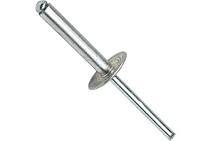 Fastenere Large Flange Pop Rivets - 3/16" x 7/8" (50 Pack) Aluminum Body Steel Mandrel, Heavy Duty Dome Head Blind Rivets, Open End 6-14 Gap .751" - .875" - Corrosion Resistant, High Shear Strength