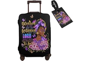 Tuizumy Travel Suitcase Protector African American Girl Elastic Protective Washable Luggage Cover With Concealed Zipper Suitable For 18-32 Inch(L (for 25-28 inch luggage))
