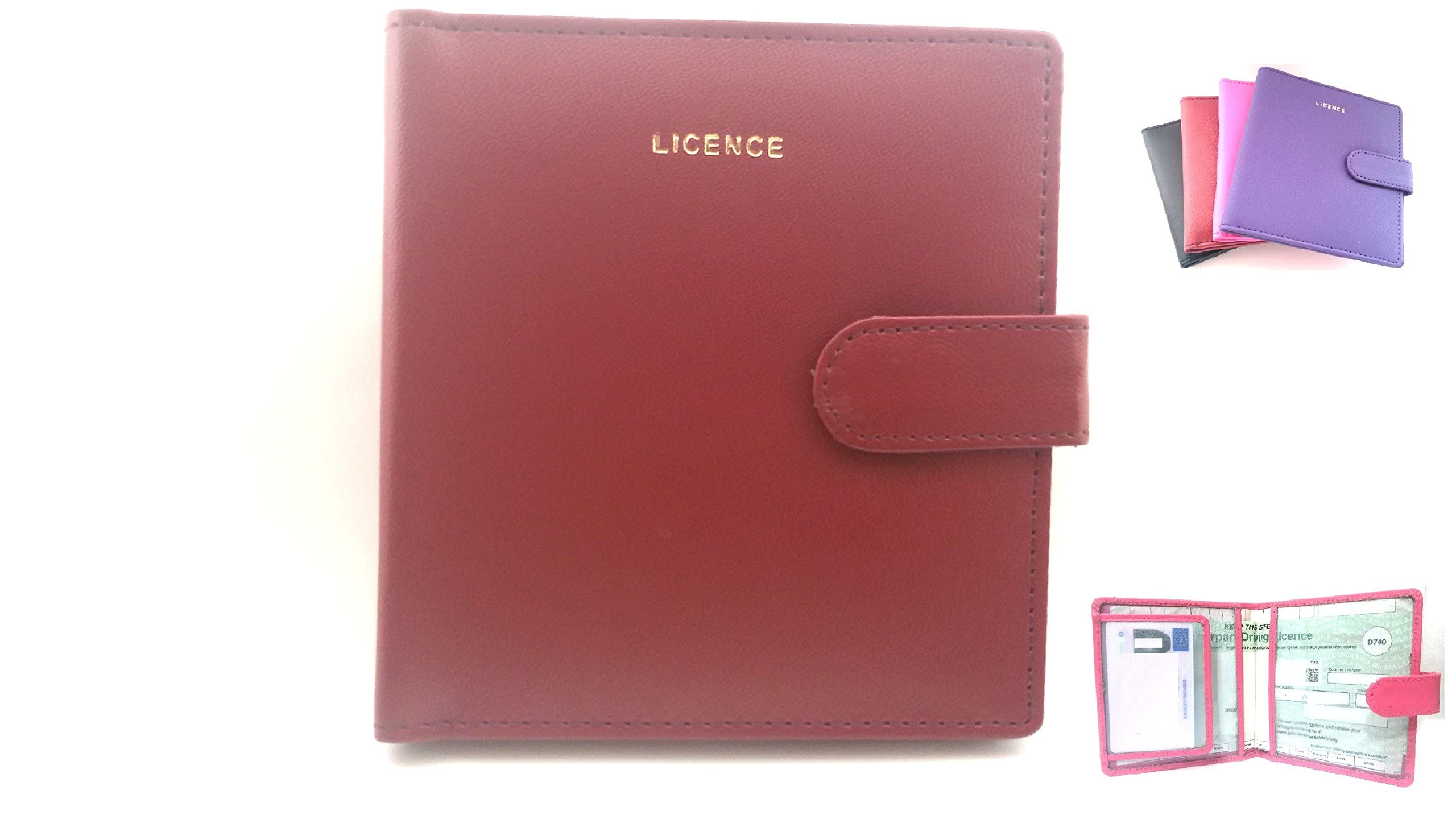 AKSHIDE Looped Leather Driving Licence Holder/Driving Licence Cover/Wallet/Protector (Black) H (Burgundy)