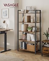 VASAGLE 5-Tier Bookshelf 30 x 80 x 153 cm Industrial Rustic Brown Black view 2
