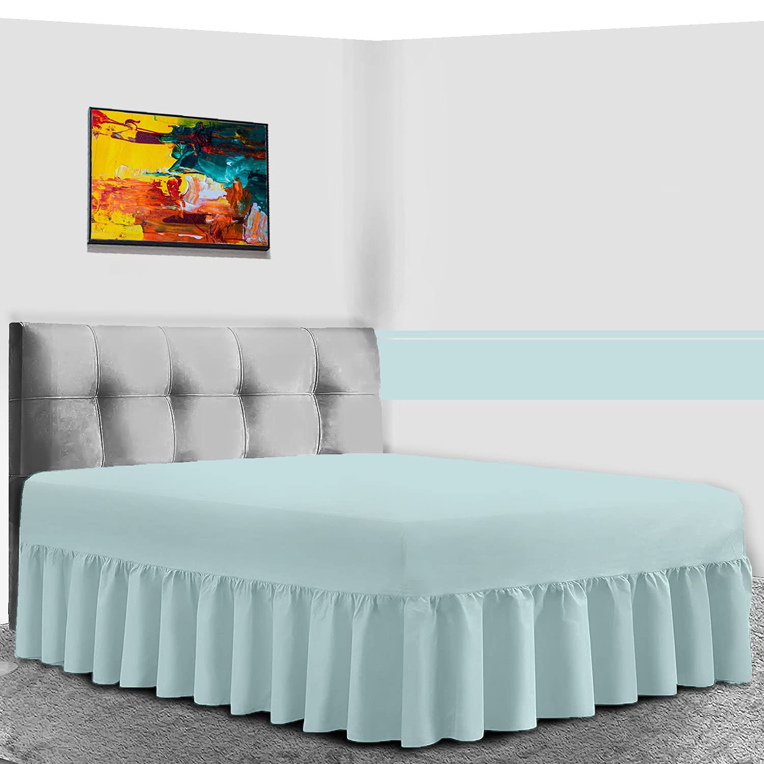 Gaveno Cavailia Luxury Non-Iron PERCALE VALANCE Sheet, Poly-Cotton, Sorbet Blue , Single — image 1