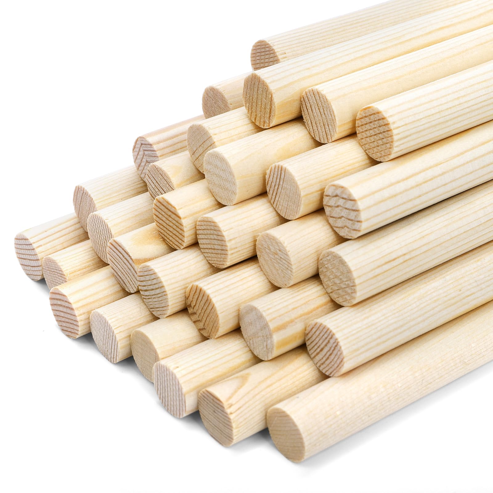 ZENFUN 50 Pcs Wooden Dowel Rods, 12mm x 30CM Unfinished Pine Wood Sticks, Smoothly Sanded Round Wood Sticks for Crafts, DIY Projects, Woodworking Projects, Home Decor