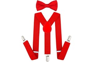 Kanfouaela Kid's Suspenders and Bowtie Set - Fits Child Boys & Girls, 6 Months to 7 Years, Perfect for Daily Wear & Events