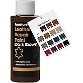 Furniture Clinic Leather Repair Paint | 2-in-1 Seal and Color | Use on Scratches, Tears, and Holes in Car Seats, Furniture | Quick and Easy Leather Repair Kit for Furniture (Dark Brown, 50ml / 1.7oz)