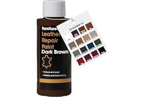 Furniture Clinic Leather Repair Paint | 2-in-1 Seal and Color | Use on Scratches, Tears, and Holes in Car Seats, Furniture | Quick and Easy Leather Repair Kit for Furniture (Dark Brown, 50ml / 1.7oz)
