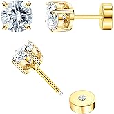 TupMi Flat Back Earrings for Women Girls Hypoallergenic Flat Back Stud Earrings Surgical Steel 20G Cartilage Earrings Handmade Screw Back Earrings