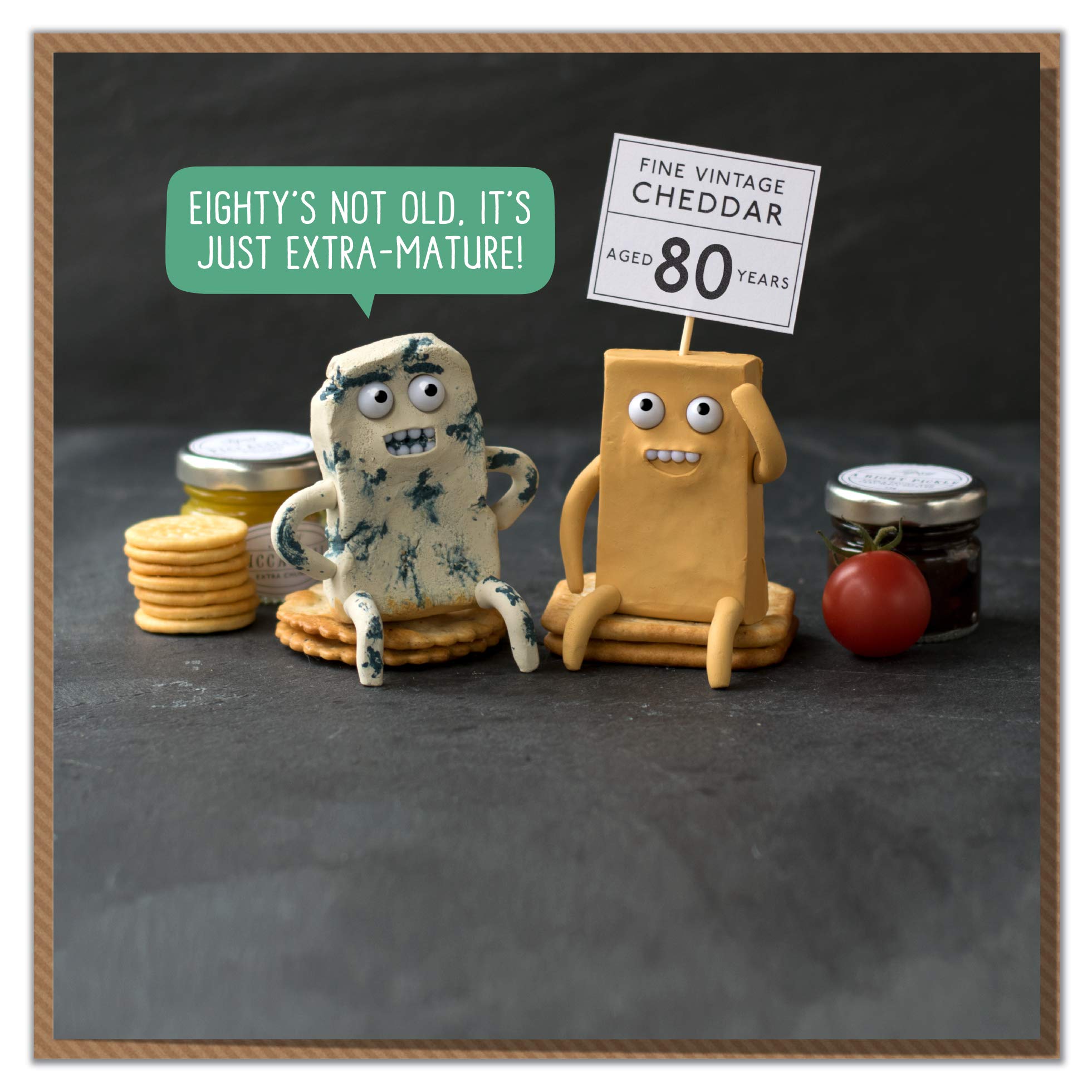Eighty's Not Old, It's Just Extra-Mature! Funny Cheesy 80th Birthday Card