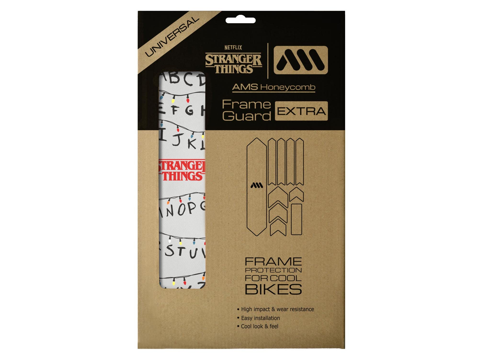 All Mountain Style AMS High Impact Frame Guard Extra – Protects your bike from scratches and dings, Stranger Things Lights Black