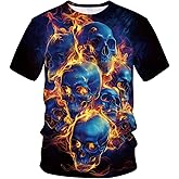 LAOLIUSN Novelty Cool Skull T-Shirt Funny Fashion Graphic Tee Shirt