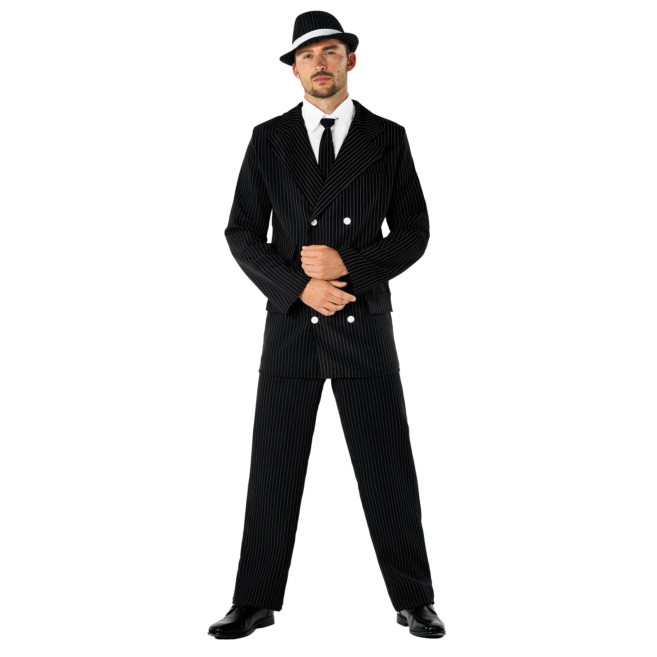Fun Shack Mens Gangster Costume - 1920s Halloween Costume for Men - Vintage Mobster Outfit for Adult Parties, Large