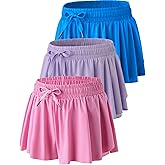 3 Pack Women’s Flowy Athletic Shorts – 2-in-1 Butterfly Running Shorts with Built-in Spandex Liner, Casual Workout Gym