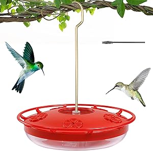 YOULEY Hummingbird Feeder for Outdoors, Small Window Hummingbird Feeders for Outdoors Hanging, 12 OZ Leak-Proof Bird Feeder with 5 Feeding Ports, Built-in Ant Guard Moat, Easy to Clean and Fill