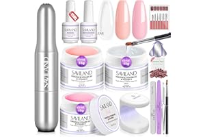 SAVILAND Builder Nail Gel Set with Nail Drill - 3 Pcs Hard Gels(VE&VB5&Kerain) Clear Pink Nudes Builder Nails Gel with Lamp Brush Nails Strengthener Gels for Extension Shaping DIY at Home Salon