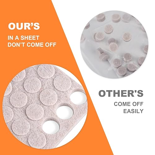 Felt Cabinet Door Bumpers-Small Felt Pads for Cabinet Doors, 3/8
