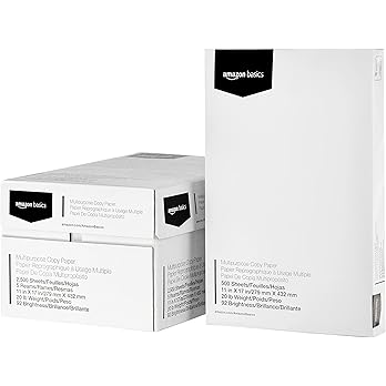 Amazon Basics Multipurpose Copy Printer Paper, 20 lb, 11 x 17 Inches, 5 Reams (2,500 Sheets), 92 Bright White