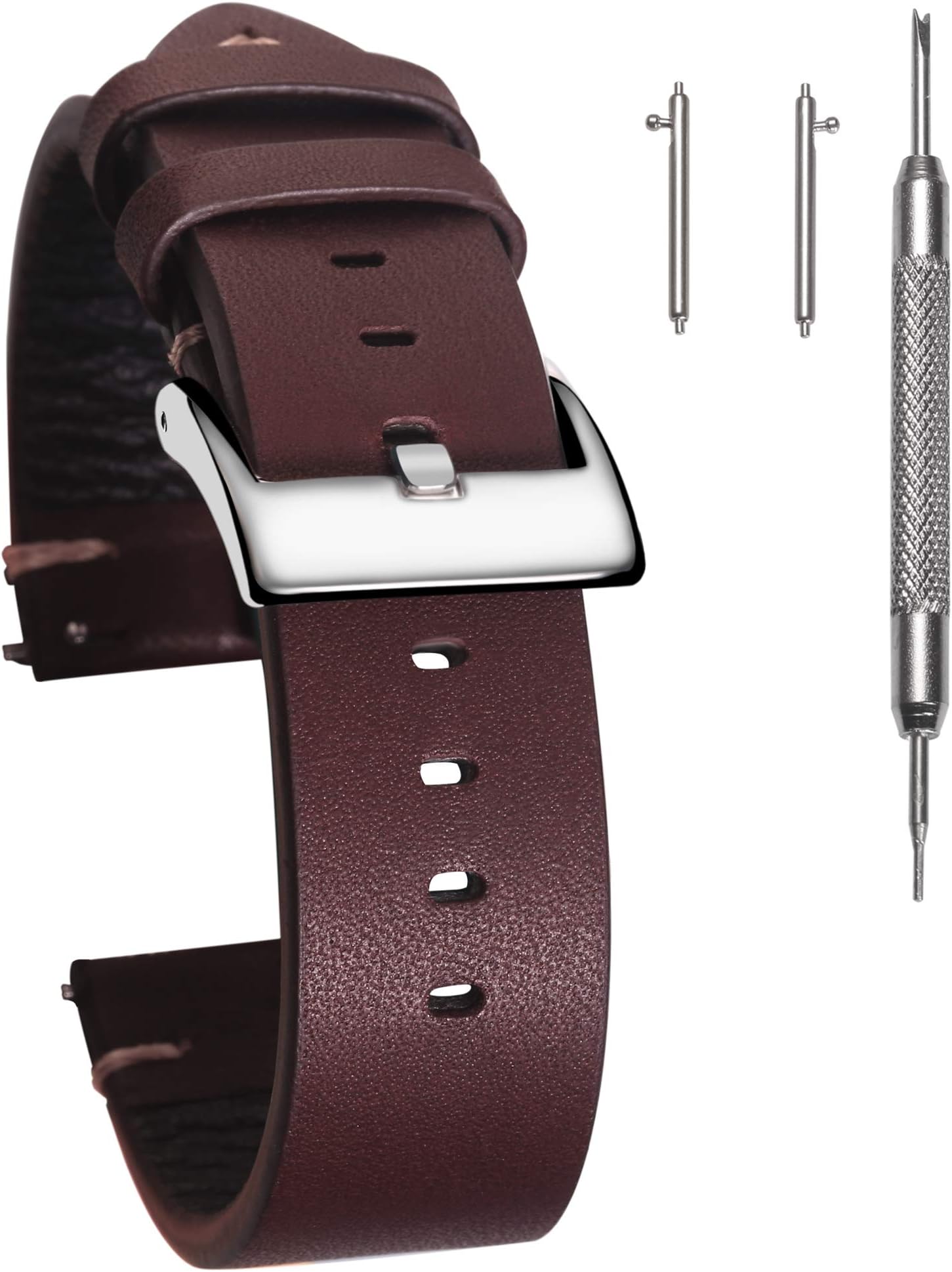 Quick Release Leather Watch Bands, Handmade Top Calf Grain Leather Men Women Watch Strap Soft Vintage Replacement of 18mm, 20mm, 22mm