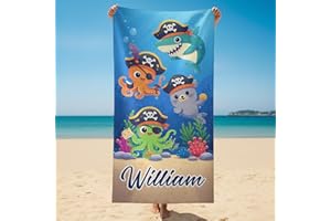 Personalized Beach Towels for Kids Adults,Custom Beach Towel with Names- 6 Sizes for Girl Boy Women Men,Absorbent Super Soft 