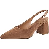 Mostrin Block Slingback Heels for Women Pointed Closed Toe Chunky Heels Office Work Shoes Women's Pumps for Business Casual