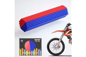 SOPINEKO 72Pcs Spoke Skins Covers Spoke Wraps Wheel Decoration for Motorcycle Bicycle Dirt Bike Wheelchair(Red & Blue)