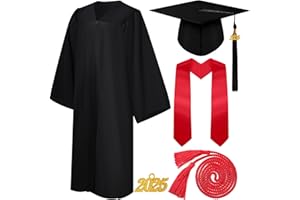 Syhood 4 Pieces 2025 Unisex Graduation Matte Gown Cap Tassel Stole Set Honor Cord for Graduation