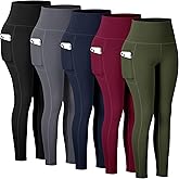 Bluemaple Leggings with Pockets for Women-High Waist Soft Yoga Pants,Tummy Control Workout Running Yoga Leggings for Women