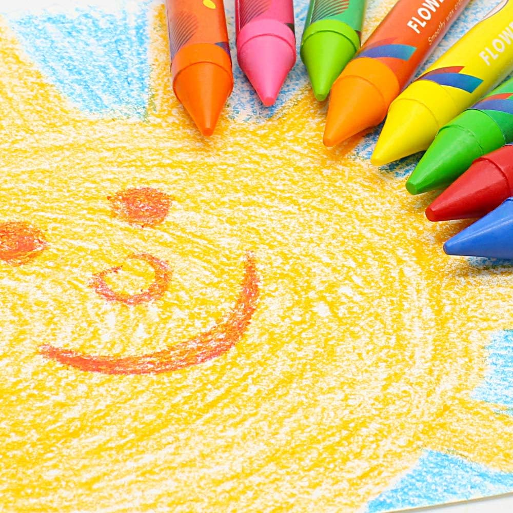Toddler Crayons, 24 Colors Non Toxic Crayons for Kids Ages 2-4, Easy to Hold Jumbo Crayons for Kids, Safe for Babies and Children Flower Monaco: Toys & Games