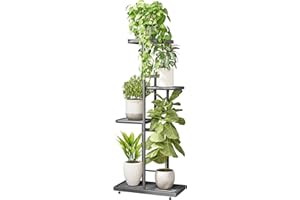 LINZINAR Plant Stand Indoor Outdoor Corner 4 Tier Metal Plant Shelf Patio Plant Rack for Garden Corner Balcony Living Room