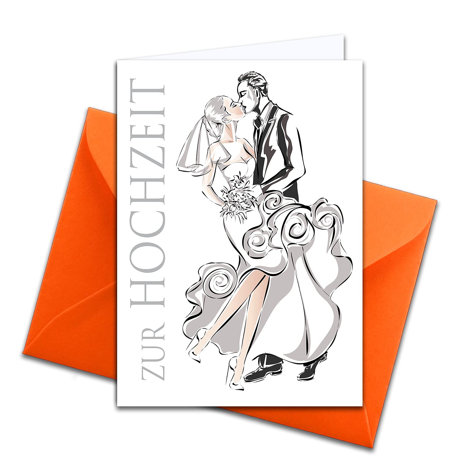 XXL wedding congratulations card, DIN A4 - large wedding card - 1 piece - set with large envelope DIN C4 - kissing couple