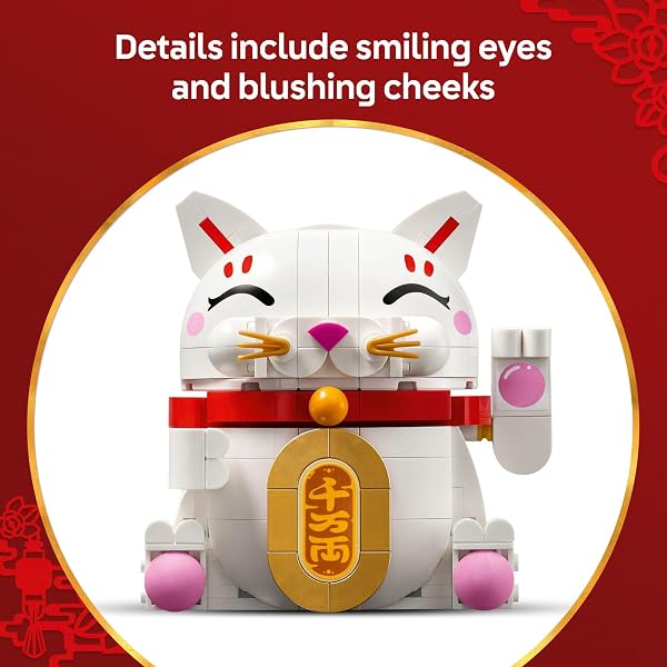 LEGO LUCKY CAT BUILDING TOY FOR GIRLS & BOYS – SMILING CAT W/WAVING PAW FUNCTION FOR KIDS, AGES 9+ – HOME DECOR FOR SPRING FESTIVAL & CHINESE NEW YEAR CELEBRATIONS – GIFT IDEA FOR BIRTHDAYS – 40813