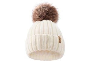 FURTALK Kids Winter Hat Toddler Knitted Beanie with Faux Fur Pom Poms for Baby Girls Boys