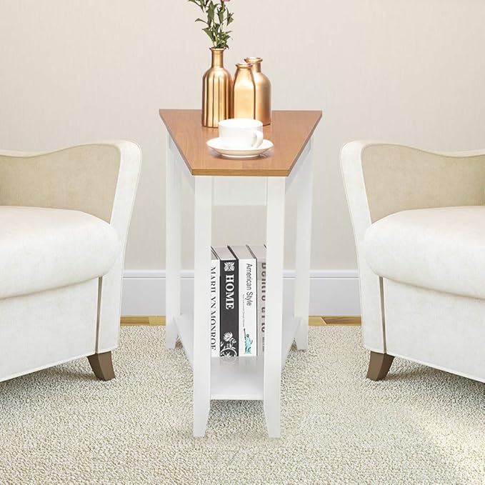 Goujxcy Modern Wedge End Table, 2Tier End Table Narrow
