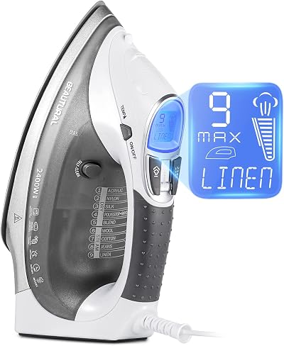 BEAUTURAL 2400W Steam Iron with LCD Display & Double Ceramic Soleplate
