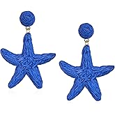 YISXVD Raffia Starfish Earrings Raffia Straw Wrapped Starfish Drop Dangle Earrings Beach Earrings Summer Tropical Jewelry