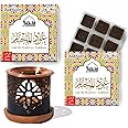 Oud Al Mukhtar Bakhoor Set عود بخور و مبخرشمعدان by Dukhni | 2 x 9 Piece Each & Oriental Bakhoor Burner | Arabic Bakhoor Incense | Floral Woody Oud Blend | Perfect for Prayer Time