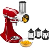 KitchenAid KSMVSA Fresh Prep Slicer and Shredder Attachment | Fits all Kitchenaid Stand Mixers, 3 blades for Slicing and Shredding, 2-in-1 Feed Tube, Storage Case, Dishwasher-safe