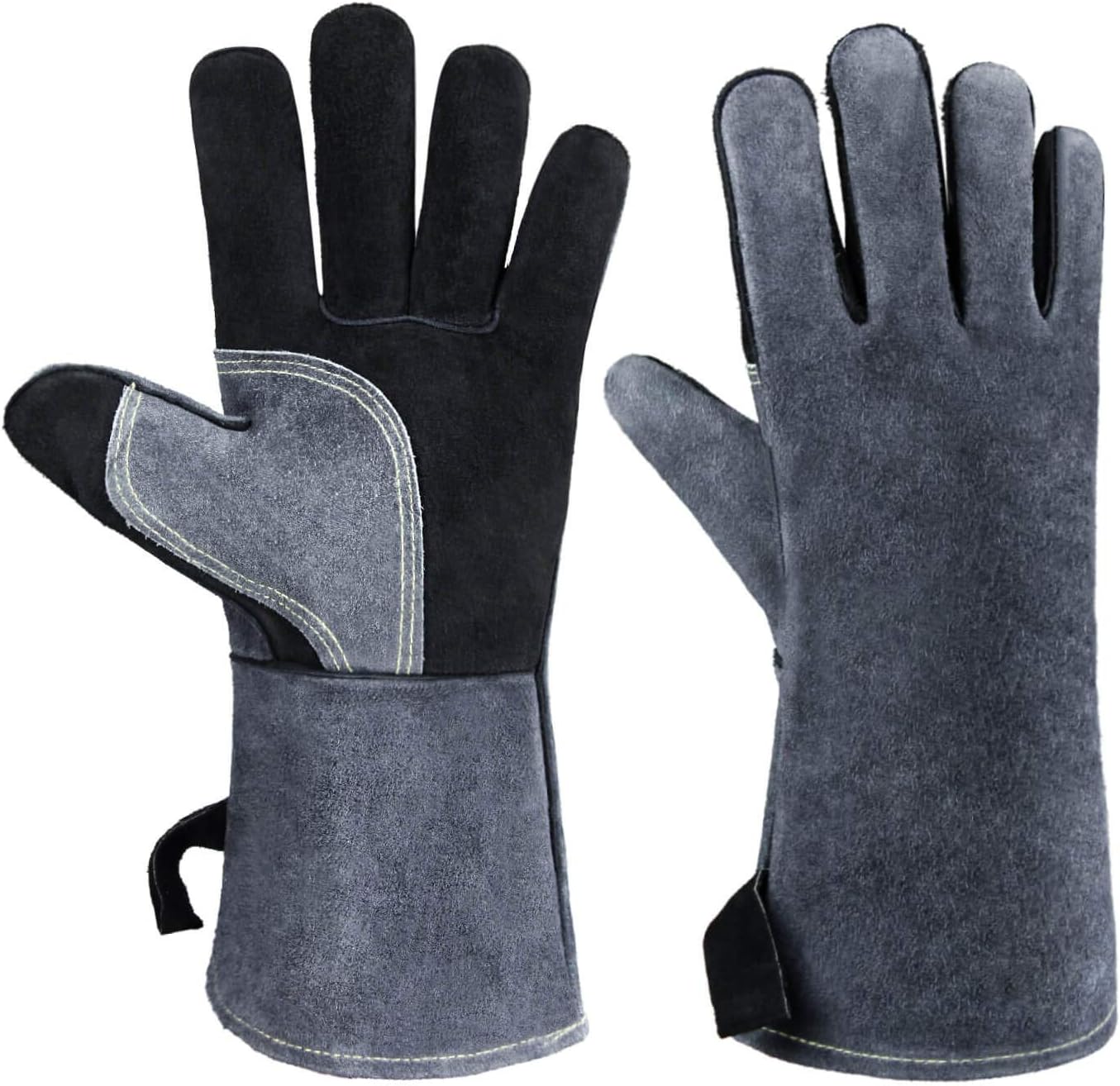 OZEROLeather Welding Gloves Heat Resistant Flame Retardant Glove for Fireplace Wood Stove BBQ Grilling