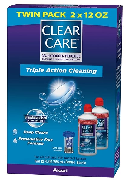 CLEAR CARE CLEANING SOLUTION WITH LENS CASE, TWIN PACK, 12 FL OZ (PACK OF 2)