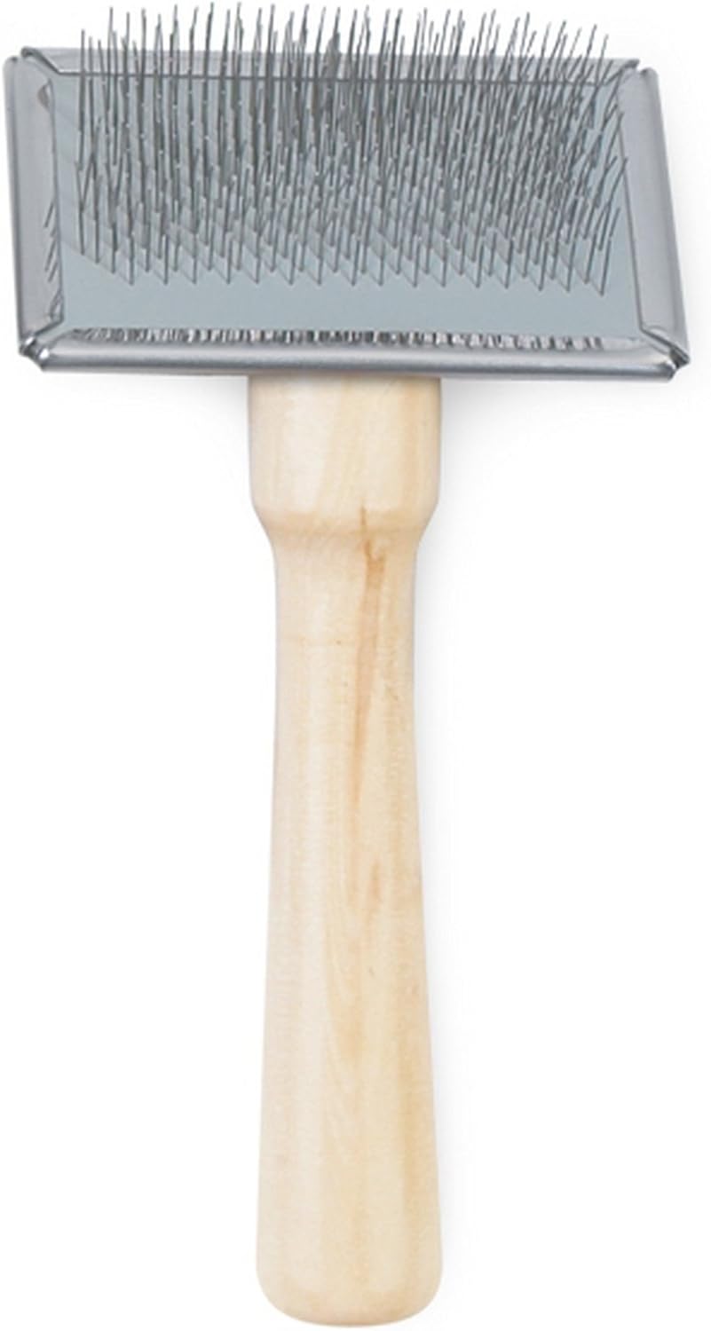 Ancol Heritage Wood Handle Soft Slicker Brush Small, beige